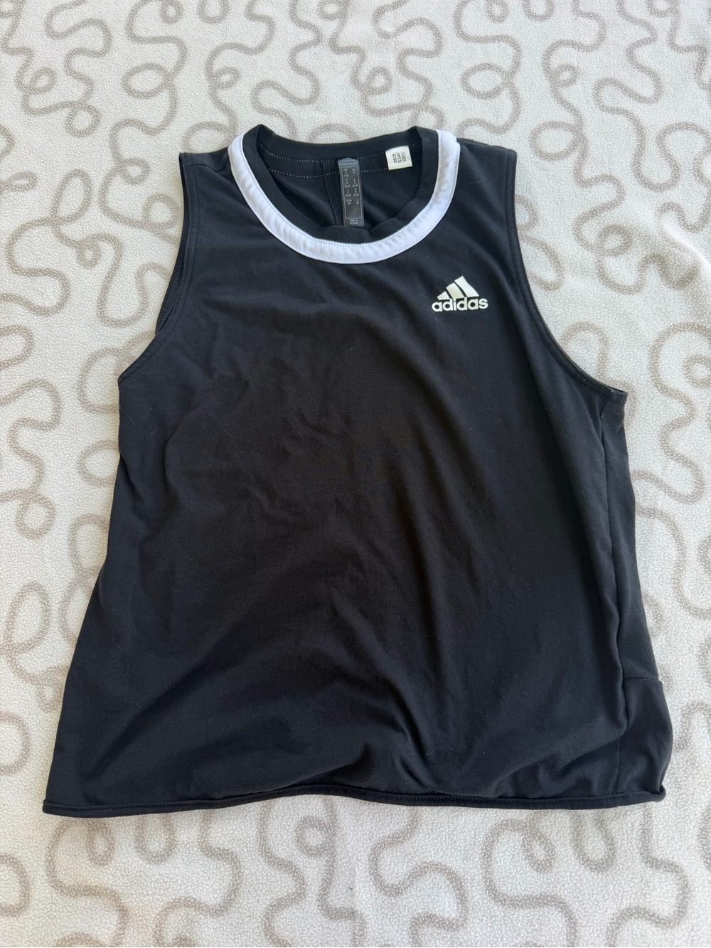 adidas Black Tank Top with White Neck Trim